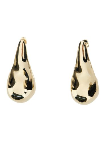 Gold Drop Earrings With Hammered Work In Metal Woman - Alberta Ferretti - Modalova