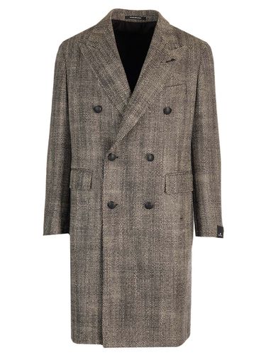 Double-breasted Herringbone Coat - Tagliatore - Modalova