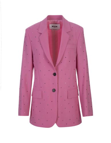 Wool Suiting Jacket In Virgin Wool With Jewelled Applications - MSGM - Modalova