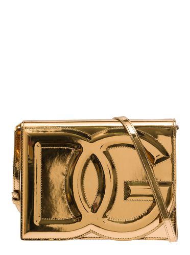 Dg Logo Gold-colored Shoulder Bag With Logo Detail And Mirrored Effect In Leather Woman - Dolce & Gabbana - Modalova