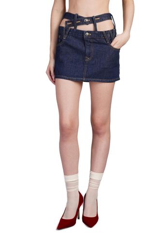 Double Waistband Cut-out Denim Skirt - Vivienne Westwood - Modalova