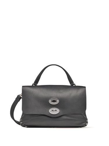 Black Piuma Postina Bag In Leather With Shoulder Strap - Zanellato - Modalova