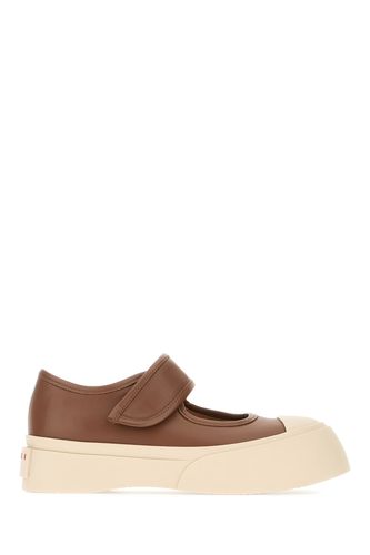 Chocolate Nappa Leather Mary Jane Ballerinas - Marni - Modalova