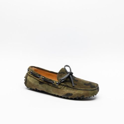 Kud006 Camouflage Suede Driving Loafer - Car Shoe - Modalova