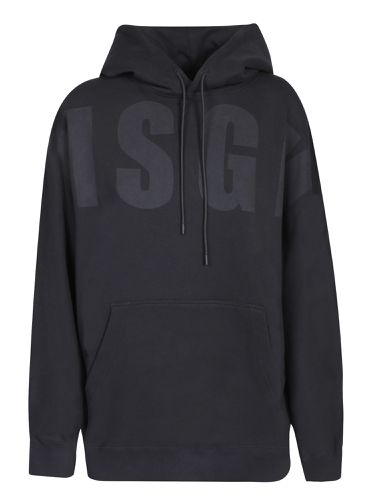 MSGM Tonal Logo Black Hoodie - MSGM - Modalova