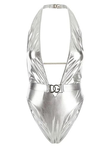 Metallic Logo Swimsuit - Dolce & Gabbana - Modalova