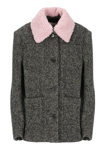 MSGM Fur Collar Buttoned Jacket - MSGM - Modalova