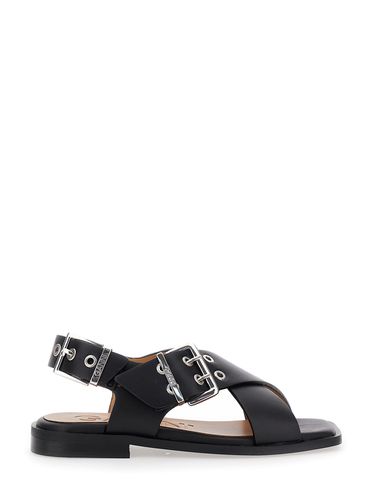 Feminine Buckle Cross Strap Sandal - Ganni - Modalova