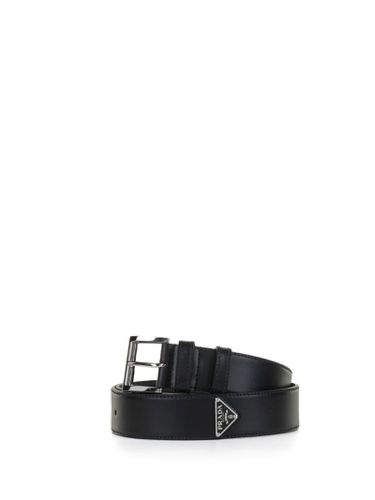 Leather Belt With Triangle Logo - Prada - Modalova