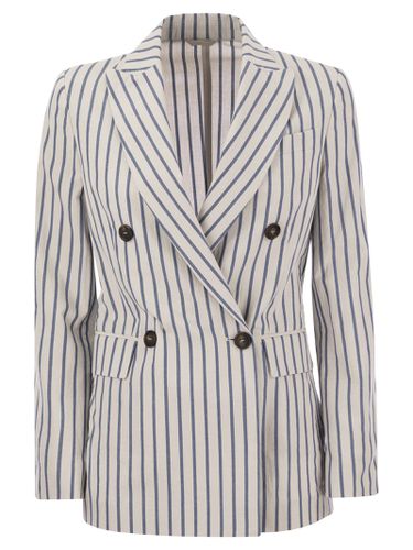 Double-breasted Jacket In Cotton And Linen - Brunello Cucinelli - Modalova