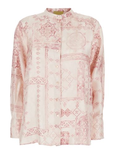 Shirt With All-over Print And Stand-up Collar In Silk Woman - Momonì - Modalova