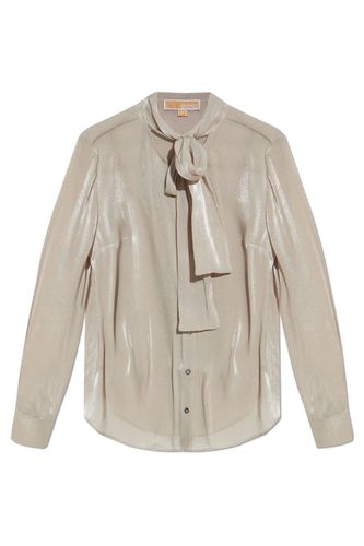 Crinkled Metallic Georgette Tie-neck Blouse - Michael Kors Collection - Modalova