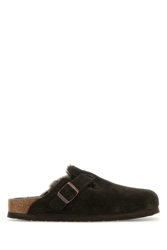 Dark Brown Suede Boston Slippers - Birkenstock - Modalova