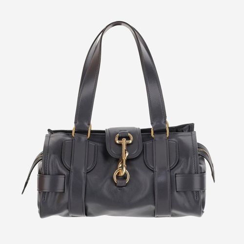 Navy Blue Leather Kerala 25 Shopping Bag - Chloé - Modalova