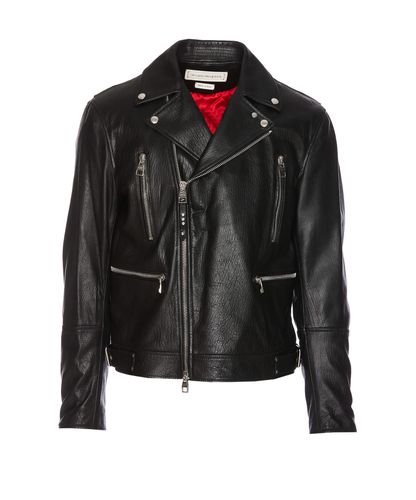 Leather Biker Jacket - Alexander McQueen - Modalova