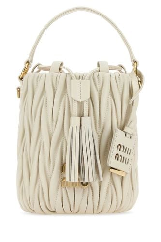 White Nappa Leather Bucket Bag - Miu Miu - Modalova