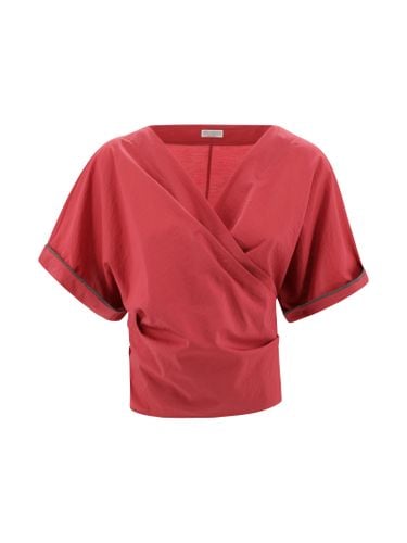 Cotton Blouse With Monili Detail - Brunello Cucinelli - Modalova