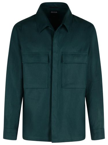 Zegna Green Linen Shirt - Zegna - Modalova