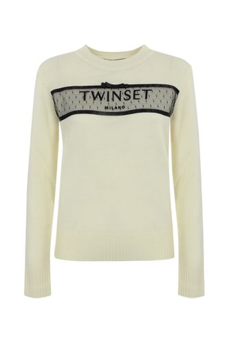 Wool And Cashmere Sweater With Embroidery - TwinSet - Modalova