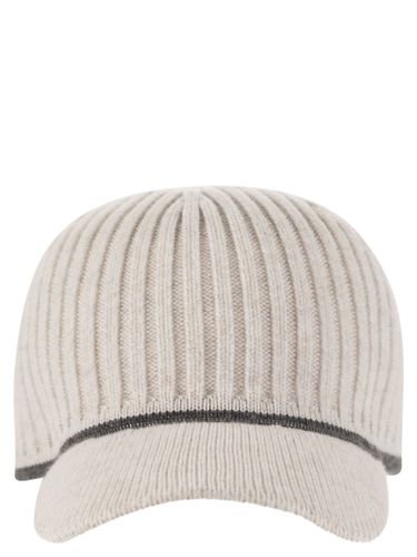 Ribbed Virgin Wool, Cashmere And Silk Knit Baseball Cap With Jewel - Brunello Cucinelli - Modalova