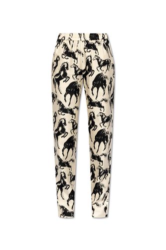 Silk Trousers With Horse Motif - Balmain - Modalova