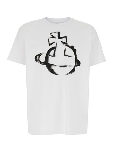 Crewneck T-shirt With Maxi Orb Logo Print On The Front In Cotton Man - Vivienne Westwood - Modalova