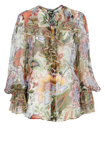 Silk Printed Shirt With Rouches - Etro - Modalova