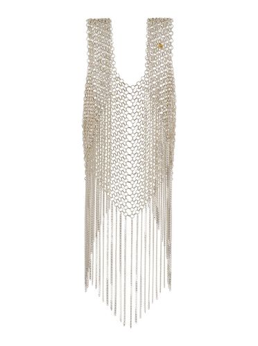 Silver-tone Vest With Fringes In Metal Mesh Woman - Silvia Gnecchi - Modalova