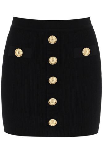 Knit Mini Skirt With Embossed Buttons - Balmain - Modalova