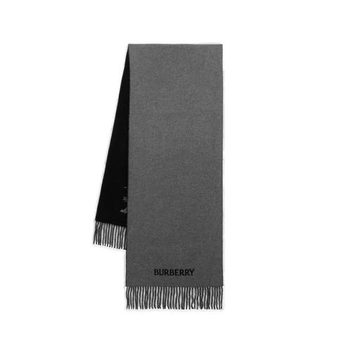 Logo Embroidered Fringed Scarf - Burberry - Modalova