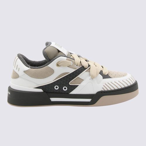 Taupe And White Leather New Roma Sneakers - Dolce & Gabbana - Modalova