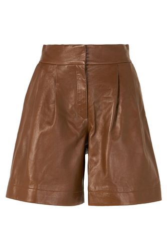 Leather Pleated Shorts - Alberta Ferretti - Modalova