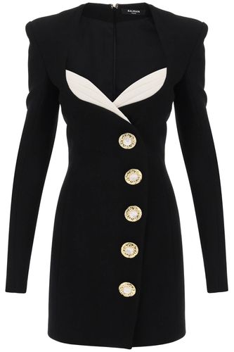 Crepe Mini Dress With Jewel Buttons - Balmain - Modalova