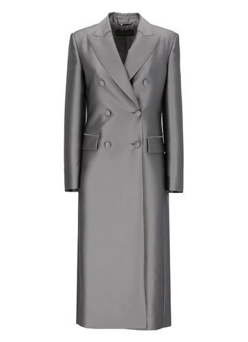 Silk Blend Bouble-breasted Coat - Alberta Ferretti - Modalova