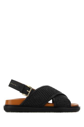 Black Raffia And Leather Fussbett Sandals - Marni - Modalova
