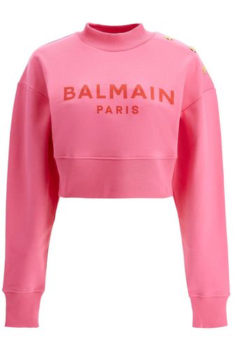 Logo Printed Crewneck Cropped Sweatshirt - Balmain - Modalova