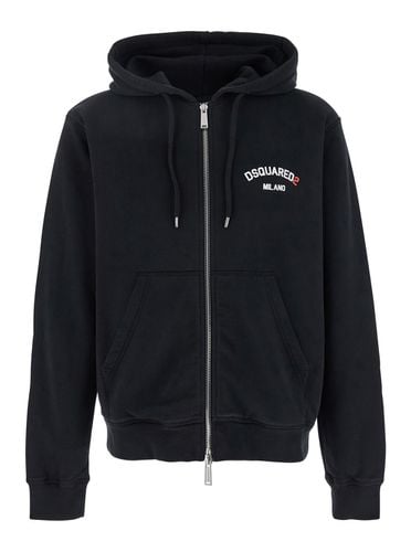 Sweatshirt With Hood And Zip And Logo Detail On The Front In Cotton Man - Dsquared2 - Modalova