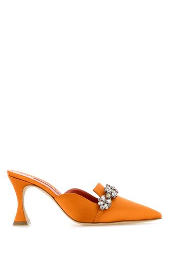 Orange Satin Permu Mules - Manolo Blahnik - Modalova