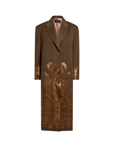 Dark Coat With Laminated Print - Etro - Modalova