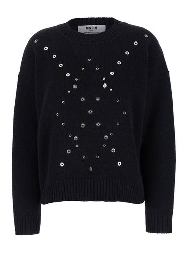 Sweater With Studs In Knit Woman - MSGM - Modalova
