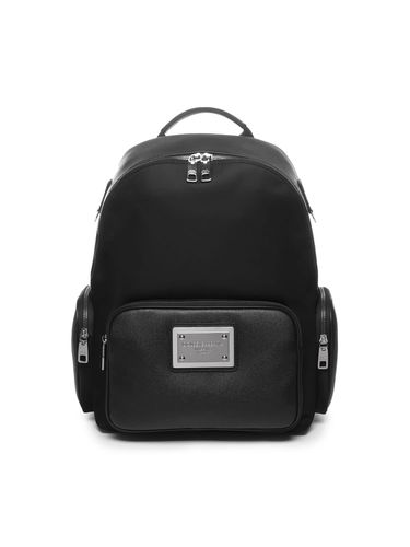 Backpack In Grained Calfskin And Nylon - Dolce & Gabbana - Modalova