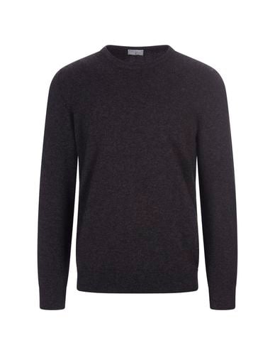 Anthracite Cashmere Crew Neck Pullover - Fedeli - Modalova