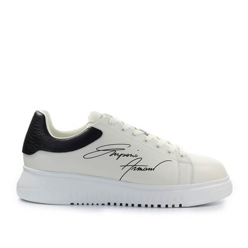 Signature Cream Black Sneaker - Emporio Armani - Modalova