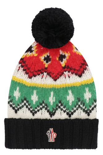 Knitted Wool Hat With Pom-pom - Moncler Grenoble - Modalova