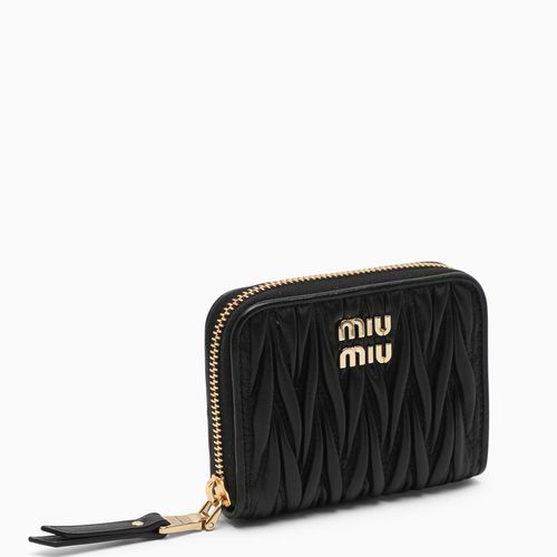 Black Matelassu00e9 Leather Zip Around Wallet - Miu Miu - Modalova