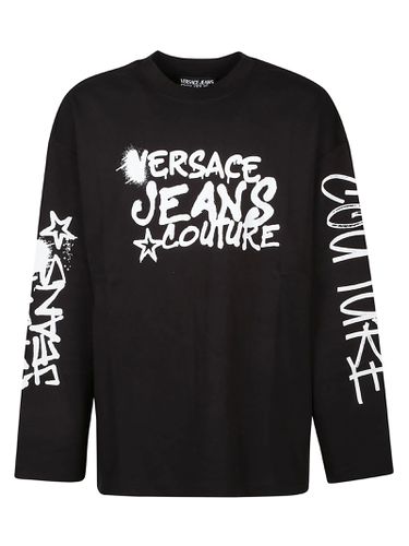 Logo Dripping Long Sleeve T-shirt - Versace Jeans Couture - Modalova