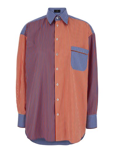 Red, Blue And Orange Striped Shirt In Cotton Woman - Etro - Modalova