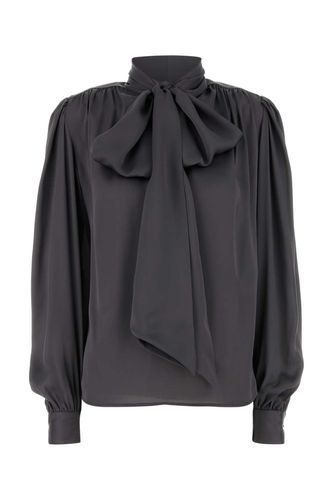 Saint Laurent Graphite Satin Blouse - Saint Laurent - Modalova