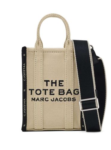 The Phone Tote And Black Tote Bag With Logo Lettering In Cotton Blend Woman - Marc Jacobs - Modalova