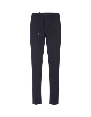 Night Linen Trousers With Elasticised Waistband - Kiton - Modalova